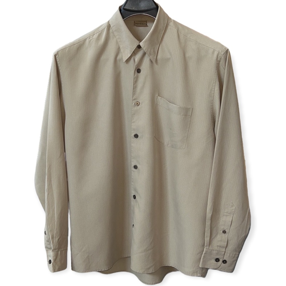 Mens Axist beige long sleeve button down dress shirt